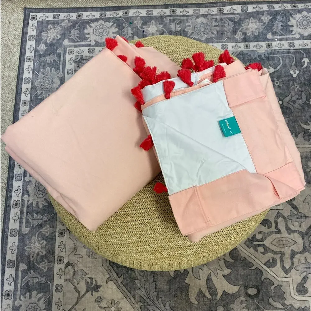 Pillowfort Curtains Pair Ballet Pink With PinkTassels 82” x 41” Light Blocking